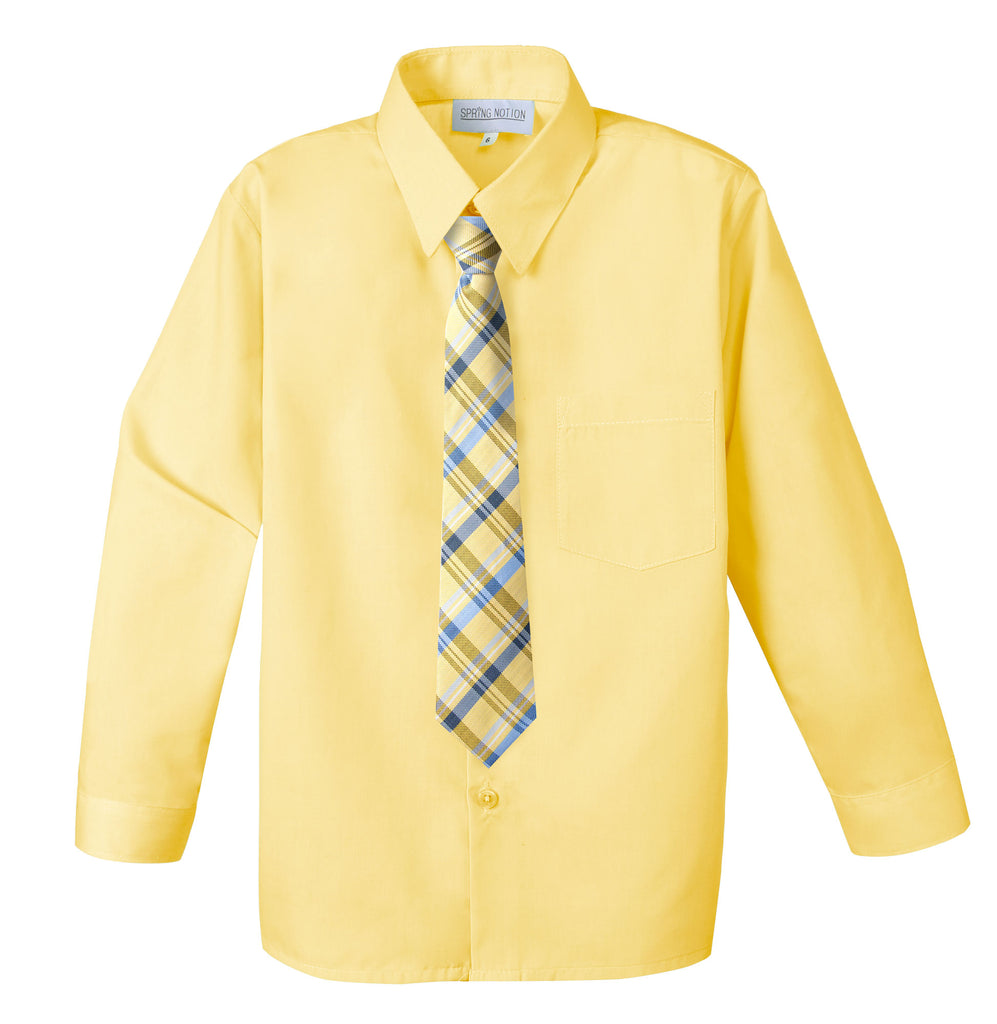 Boys' Yellow Cotton Blend Dress Shirt ...